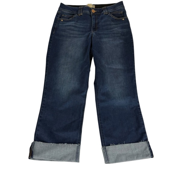 Democracy Women's Size 12 Blue AB Technology Crop Wide Leg Cuffed Jeans - Picture 1 of 9
